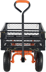 Garden Dump Cart, Heavy Duty Garden Wagon Yard Dump Wagon with Removable Sides, Convert to Flatbed, Utility Liner, 10in All Terrain Wheels
