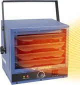 Electric vehicle garage heater, 7500-watt digital display fan-driven ceiling-mounted work area heater, featuring full-function remote control, 240-volt wired installation, with a 12-hour timer, is highly suitable for use in workplaces.