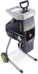 15 Amp Electric Silent Wood Chopper/Deburr Machine, cutting diameter 1.7 inches, reduction ratio 21:1, wheel diameter 7 inches, equipped with a safety hopper, green appearance