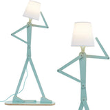 Cool-toned tall floor lamp, decorative reading lamp, standing wooden arm lamp, wooden lighting products, suitable for corners, children's rooms, boys' and girls' bedrooms, living rooms, home decoration, offices, country-style homes - with LED bulbs (