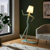 Cool-toned tall floor lamp, decorative reading lamp, standing wooden arm lamp, wooden lighting products, suitable for corners, children's rooms, boys' and girls' bedrooms, living rooms, home decoration, offices, country-style homes - with LED bulbs (
