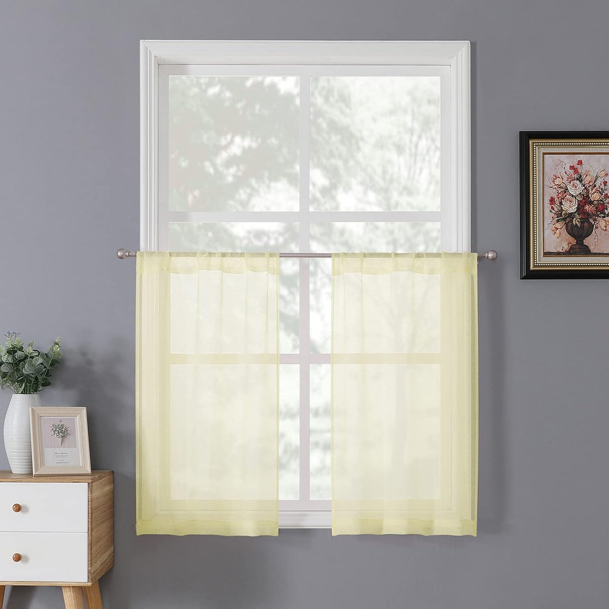 Jinmere Linen Sheer Curtain Panels for Living Room
