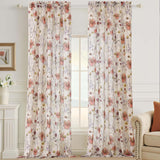 Jinmere Floral Semi Sheer Short Curtains for Living Room