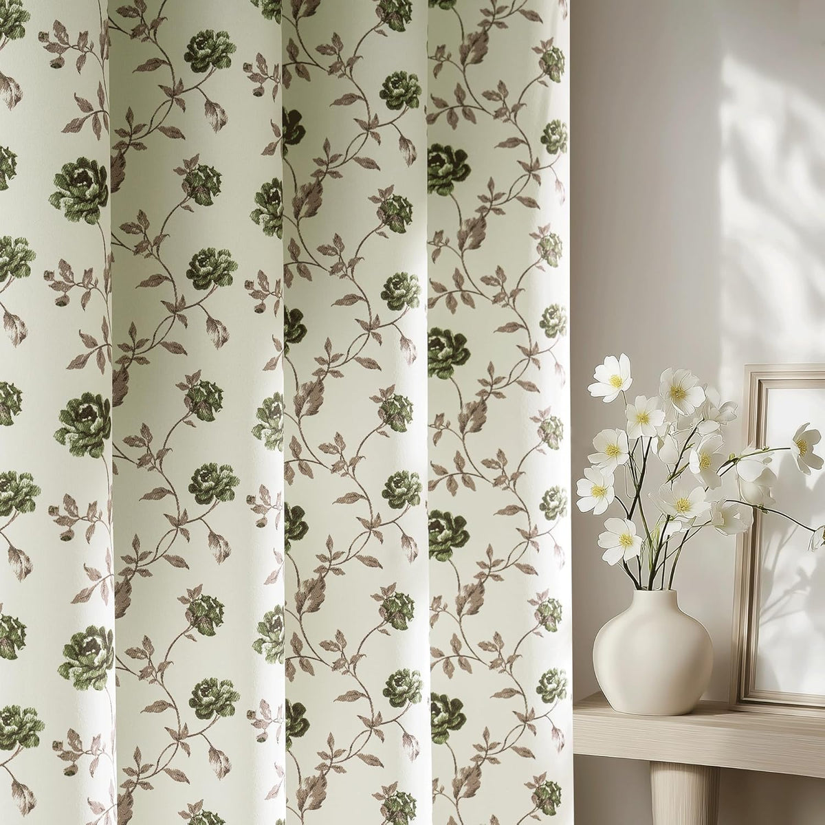 Jinmere Vintage Rose Blackout Curtain Panels for Bedroom