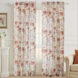 Jinmere Floral Semi Sheer Short Curtains for Living Room