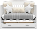 5-in-1 Convertible Baby Bed (with drawers, white) - Green Guardian Gold Certification, built-in baby bed storage drawer, convertible to toddler bed, day bed and full-size bed