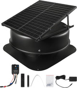 Roof attic exhaust fan, 50-watt intelligent solar roof ventilation fan, equipped with thermostat, remote control, 3000 cubic feet per minute airflow, built-in smoke sensor and automatic stop function (for cooling and dehumidification)