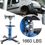 1660 Pounds Hydraulic Car Transmission Jack Vertical Lift with 360° Swivel Wheel Pedal ,Blue,33"-70"(0.75Ton)