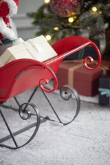 Christmas Sleigh Outdoor Decorations Large-sized Worn Red Metal Santa Sleigh Toy Decoration Gift Basket Winter Decorations Indoor Christmas Garden Santa Sleigh Decoration - 39 inches (Sleigh-L)