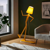 Cool-toned tall floor lamp, decorative reading lamp, standing wooden arm lamp, wooden lighting products, suitable for corners, children's rooms, boys' and girls' bedrooms, living rooms, home decoration, offices, country-style homes - with LED bulbs (