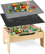 The dual-function wooden children's activity table with storage function, featuring 100 colorful components, tracks, trains, and cars, is a children's train table set suitable for children aged 3 and above. It has a flip-up tabletop and is a gift for